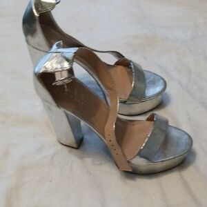 Avant-Garde Silver Chunky Heel Sandals